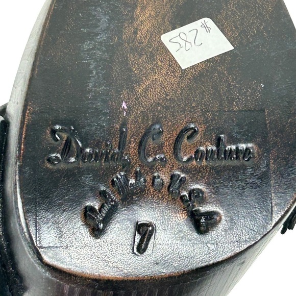 David C Couture Pony Hair Wooden Lucite Square Toe Made in USA Platform Heels 7 - Picture 9 of 9